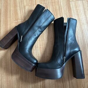 Steve Madden Black Heeled Boots with Chunky Platform